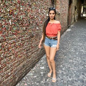 Ruffle off the shoulder top